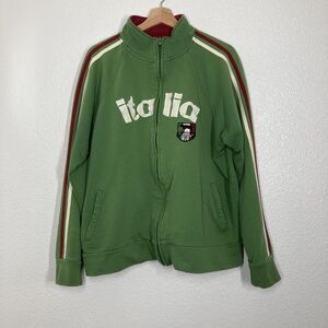 Roma Atletica Track Jacket Mens 2XL Green Italia Full Zip Soccer Striped